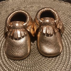 Freshly Picked Rose Gold Newborn Moccasins